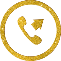 Sparkling Gold Glitter Phone Receiver Icon png