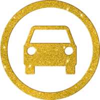 lyxig guld glitter bil ikon för transport png