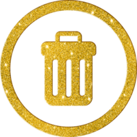 Sparkling Gold Glitter Trash Can Icon png