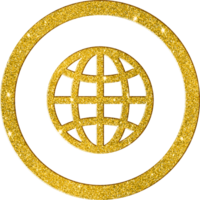 funkelnd Gold Globus Gitter Symbol - - modern Welt Netzwerk Symbol png