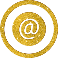 Luxury Gold Glitter Email Symbol Icon png