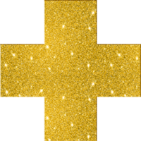 Cross Plus Shape Gold Glitter 3D Premium Elegant Sparkling Decorative Lustrous Chic Basic Shapes png