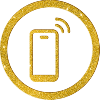 funkelnd Gold funkeln Handy, Mobiltelefon Benachrichtigung Symbol zum Warnungen png