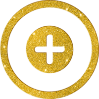 Glistening Gold Glitter Plus Sign Icon png