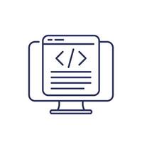 coding or code line icon with a pc vector