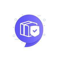 parcel insurance icon with a shield and a box vector