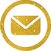 de luxe goud schitteren mail envelop icoon png