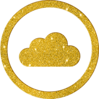 Gold Glitter Cloud Computing Icon for Tech and Internet png