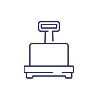 box, package and scales line icon on white vector