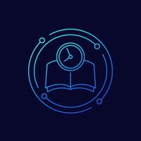 reading time icon with a book, linear design vector