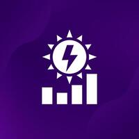 solar energy production level icon with a sun and a graph vector