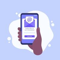 subscribe to newsletter form in a phone, vector design