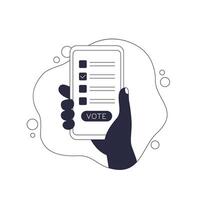 Online voting vector illustration with a smart phone