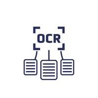 OCR, Optical character recognition icon for apps and web vector