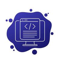 coding or code line icon with pc, vector