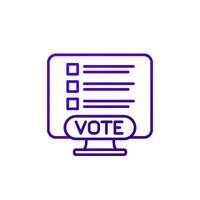 Vote, online voting line icon on white vector