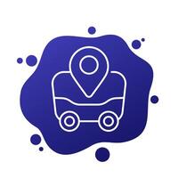 delivery robot icon, autonomous bot line vector