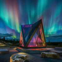 AI generated Northern lights observatory, natures spectacle, colors dancing photo