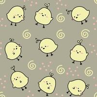 Cute Chicks Seamless Pattern Gift Wrapper Design Vector Illustration Background