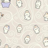 Cute Bunny Seamless Pattern Gift Wrapper Design Vector Illustration Background