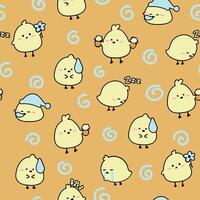 Cute Chicks Seamless Pattern Gift Wrapper Design Vector Illustration Background