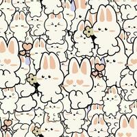 Cute Bunny Seamless Pattern Gift Wrapper Design Vector Illustration Background