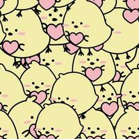 Cute Chicks Seamless Pattern Gift Wrapper Design Vector Illustration Background