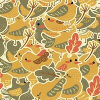 Cute Boho Birds Seamless Pattern Vector Background