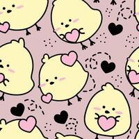 Cute Chicks Seamless Pattern Gift Wrapper Design Vector Illustration Background