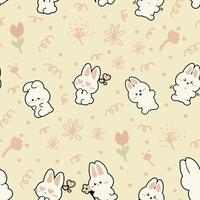 Cute Bunny Seamless Pattern Gift Wrapper Design Vector Illustration Background