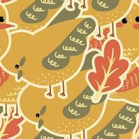 Cute Boho Birds Seamless Pattern Vector Background