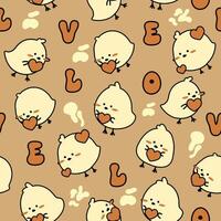 Cute Chicks Seamless Pattern Gift Wrapper Design Vector Illustration Background