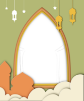 3d Ramadan achtergrond met lantaarn met papier uitknippen stijl png