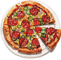 ai genererad läckra och smaklös ClipArt illustration av en pizza på en transparent bakgrund, perfekt för olika design projekt png