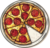 ai generiert lecker und käsig Clip Art Illustration von ein Pizza auf ein transparent Hintergrund, perfekt zum verschiedene Design Projekte png