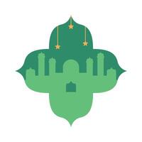 Mosque silhouette in an Islamic frame vector