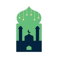 Mosque silhouette in an Islamic frame vector