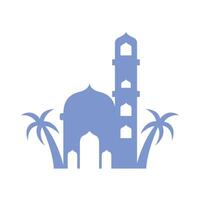 Silhouette Islamic mosque with palm trees vector