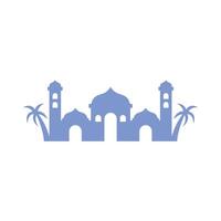 Silhouette Islamic mosque with palm trees vector