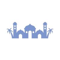 Silhouette Islamic mosque with palm trees vector