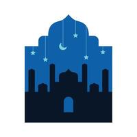 Mosque silhouette in an Islamic frame vector