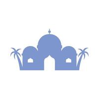 Silhouette Islamic mosque with palm trees vector