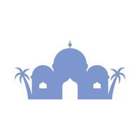 Silhouette Islamic mosque with palm trees vector