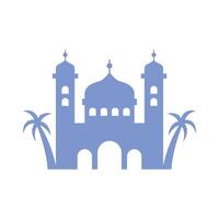 silueta islámico mezquita con palma arboles vector