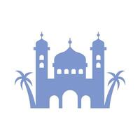 Silhouette Islamic mosque with palm trees vector
