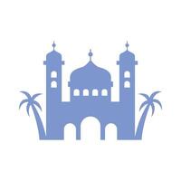 Silhouette Islamic mosque with palm trees vector