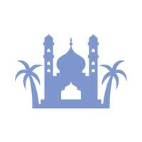 Silhouette Islamic mosque with palm trees vector