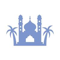 Silhouette Islamic mosque with palm trees vector