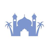 Silhouette Islamic mosque with palm trees vector