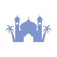 Silhouette Islamic mosque with palm trees vector